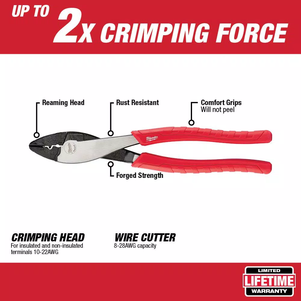 Milwaukee 9.5 in. Crimping Pliers with Integrated Reaming Head