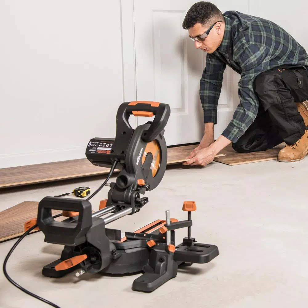 Evolution Power Tools Evolution 10 Amp 7-1/4 in. Sliding Compound Miter Saw with Laser Guide and Multi-Material Blade