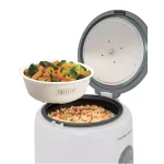 Hamilton Beach 8-Cup White Rice Cooker and Warmer with Non-Stick Pot and Steam Basket thumbnail 2