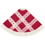 VHC Brands 21 in. Red Margot Farmhouse Christmas Tree Skirt with Diamond Cut Lace thumbnail 3