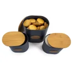 MegaChef 5-Piece Kitchen Canister Set with Bamboo Lids and Metal Construction thumbnail 3
