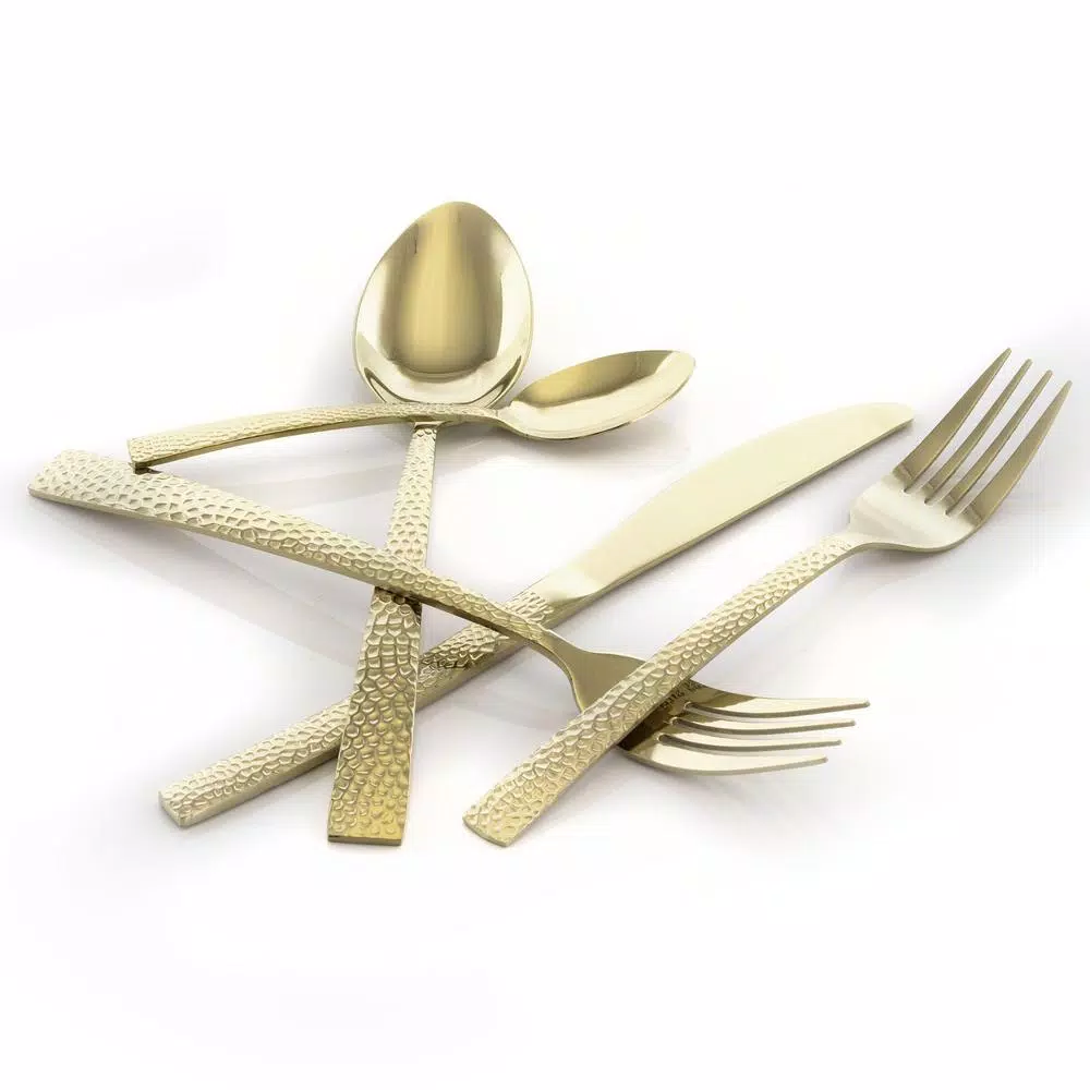 MegaChef Baily 20-Piece Light Gold Stainless Steel Flatware Set, Service for 4
