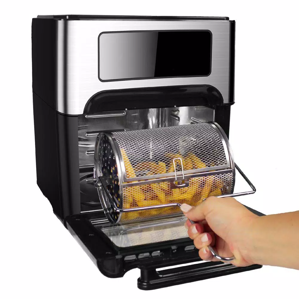 GoWISE USA 1700W 12.7 Quart Air Fryer Toaster Oven with Rotisserie and Dehydrator, Black