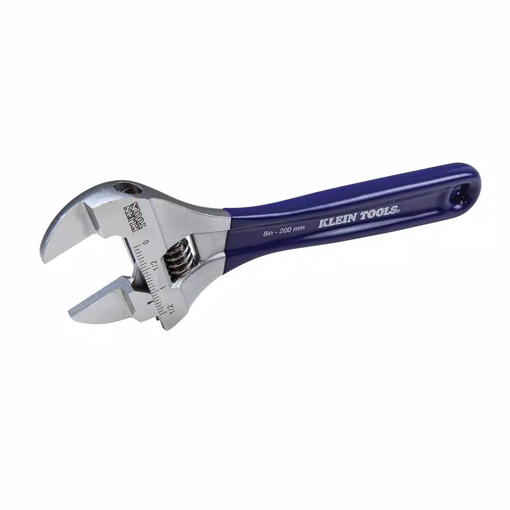 Klein Tools 8 in. Slim-Jaw Adjustable Wrench, 1.5 in. Extra-Wide Capacity
