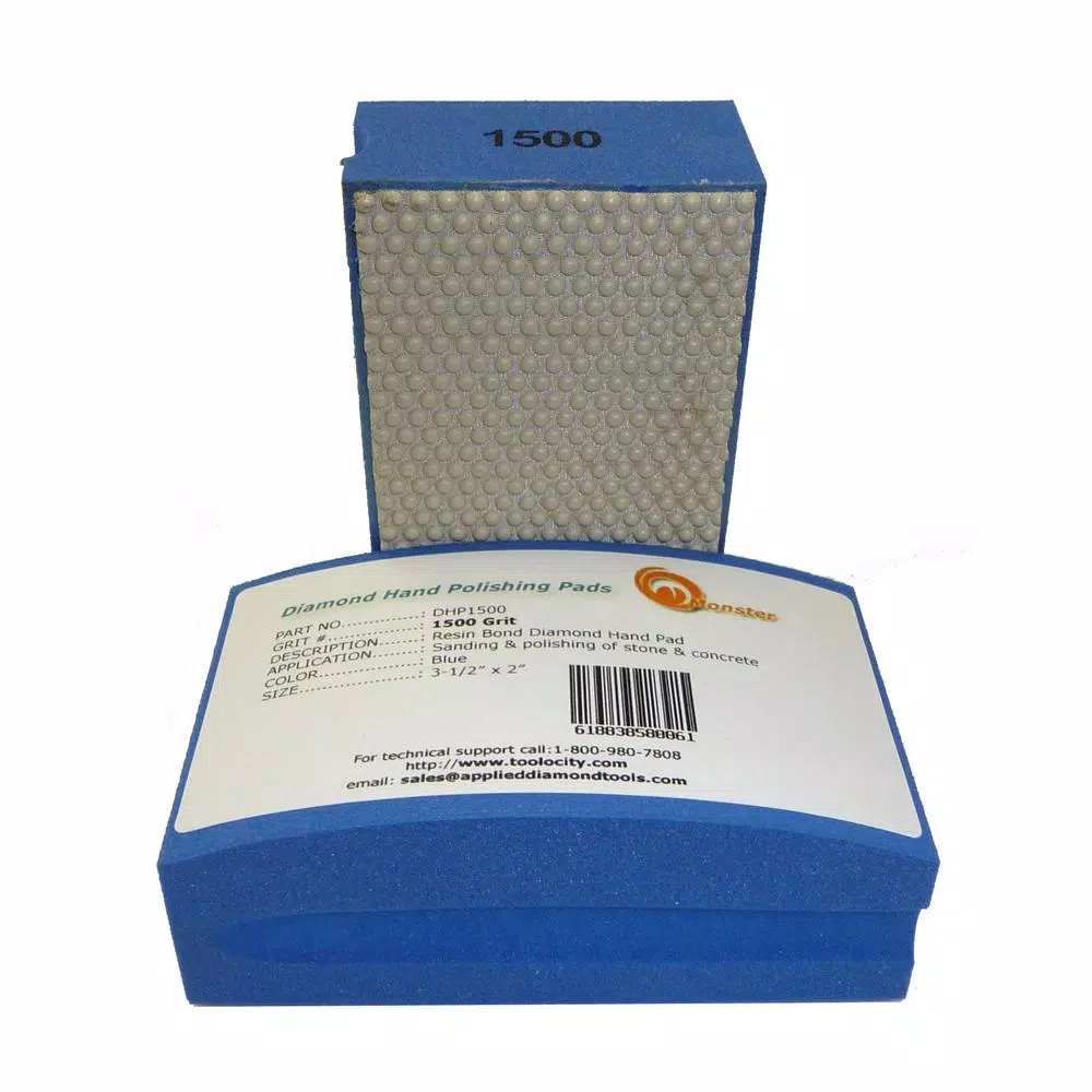 Monster Diamond Hand Polishing Pads Block Type 7-Set for Granite, Marble, and Concrete