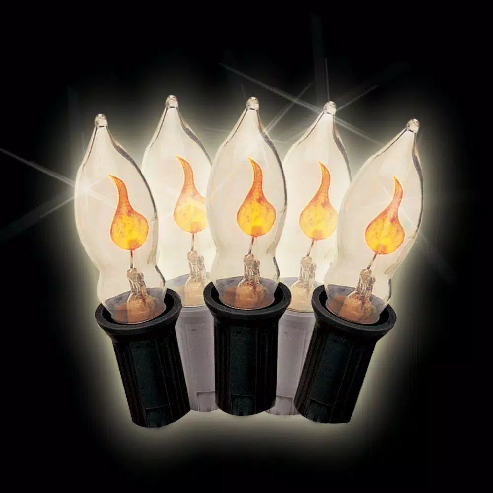 Unbranded Brite Star 7-Light Halloween C7 Flicker Flame Light Set, Yellow Incandescent Bulbs