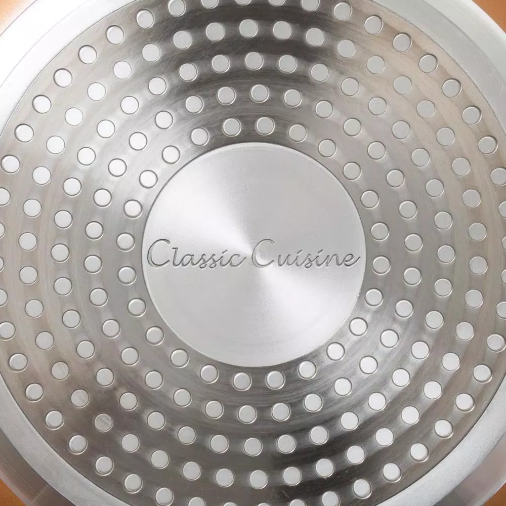 Classic Cuisine Allumi-Shield 12 in. Square Aluminum Ceramic Nonstick Grill Pan with Glass Lid, Copper Finish