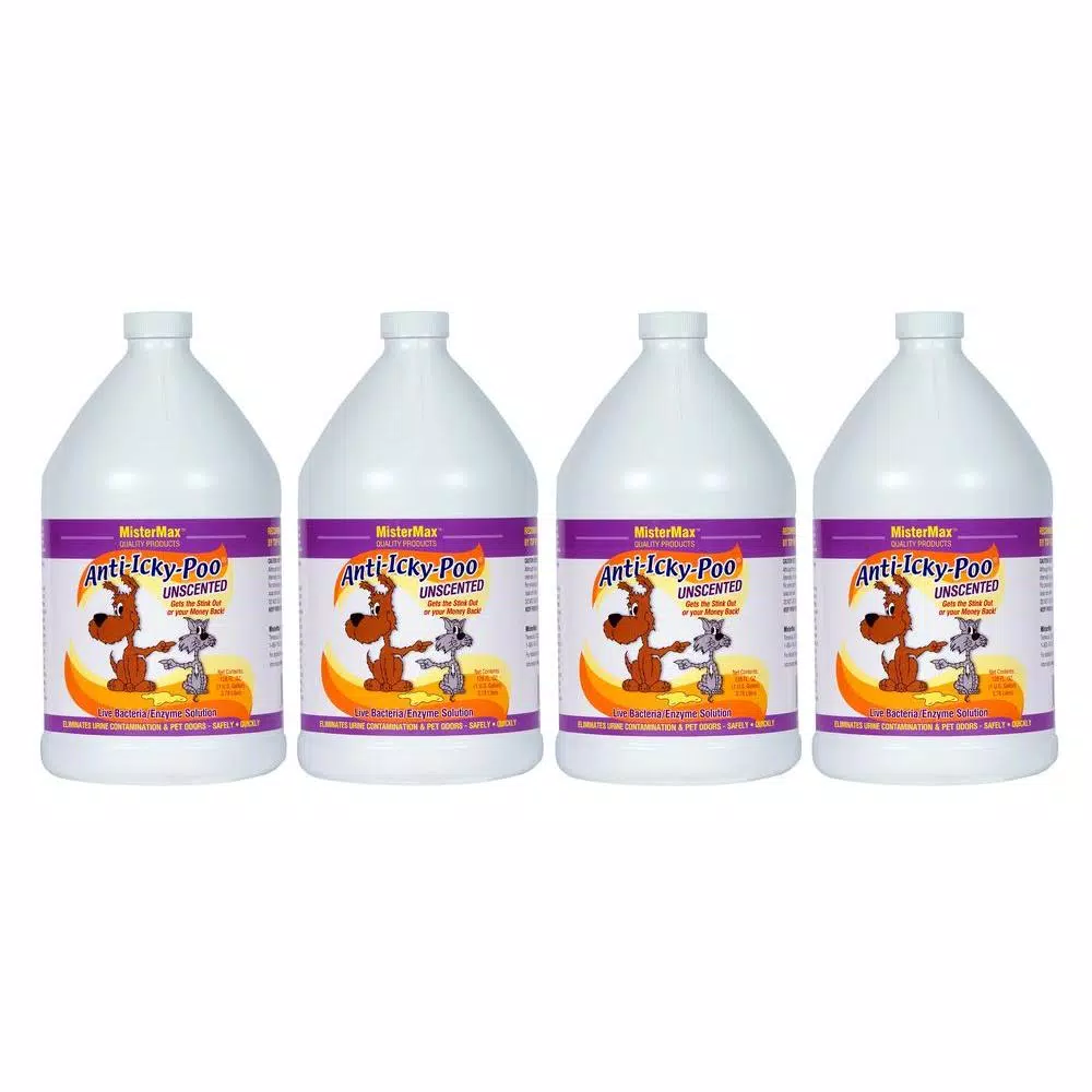 Anti-Icky-Poo Unscented Odor Remover, Enzyme & Live Bacteria Formula, 4-Case Pack