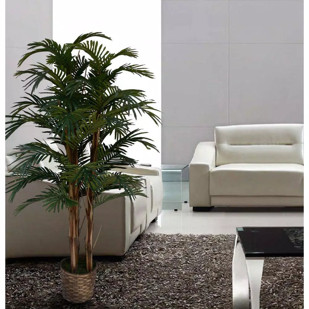 VINTAGE HOME 60 in. Artificial Palm Tree with Bamboo Wicker Planter (Set of 2)