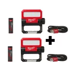Milwaukee REDLITHIUM USB ROVER 550 Lumen Pivoting LED Rechargeable Flood Light (2-Pack) thumbnail 1