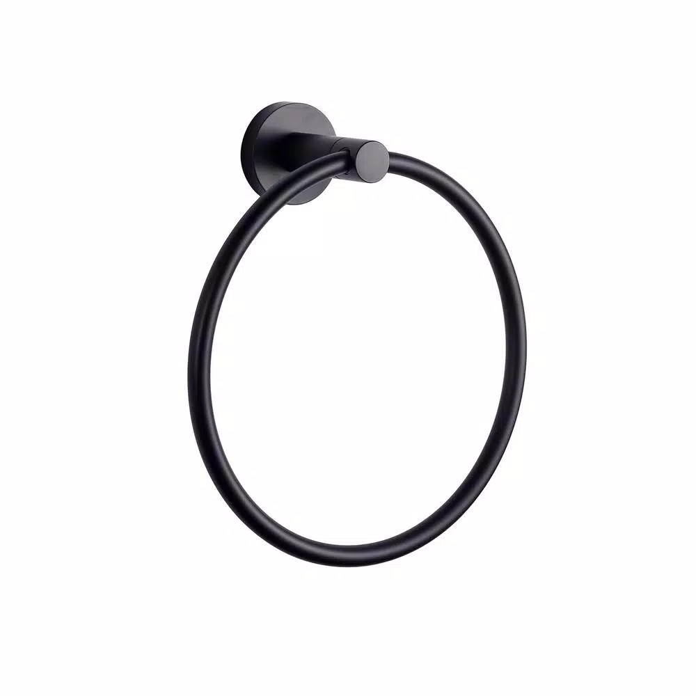 Lexora Bagno Nera Matte Black Stainless Steel Towel Ring
