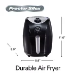 Proctor Silex 1.58 Qt. Black Air Fryer, 900W Compact Countertop Fryer thumbnail 2