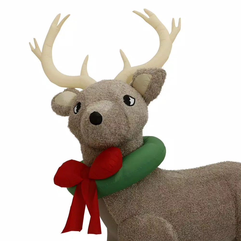 Home Accents Holiday 11 ft. Pre-Lit Giant Airblown Inflatable Fuzzy Reindeer with LED Lights