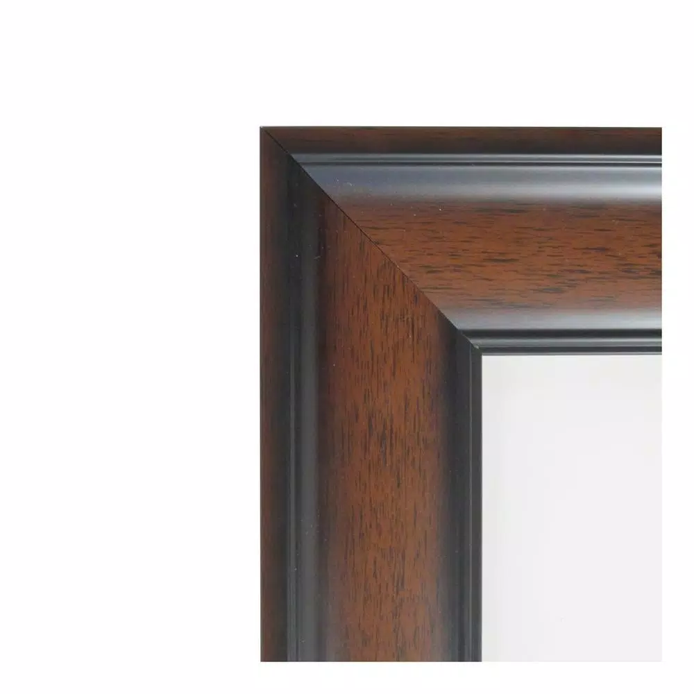 Amanti Art Cyprus 44.75 in. W x 34.75 in. H Rectangular Beveled Edge Wood Framed Bathroom Vanity Mirror in Walnut