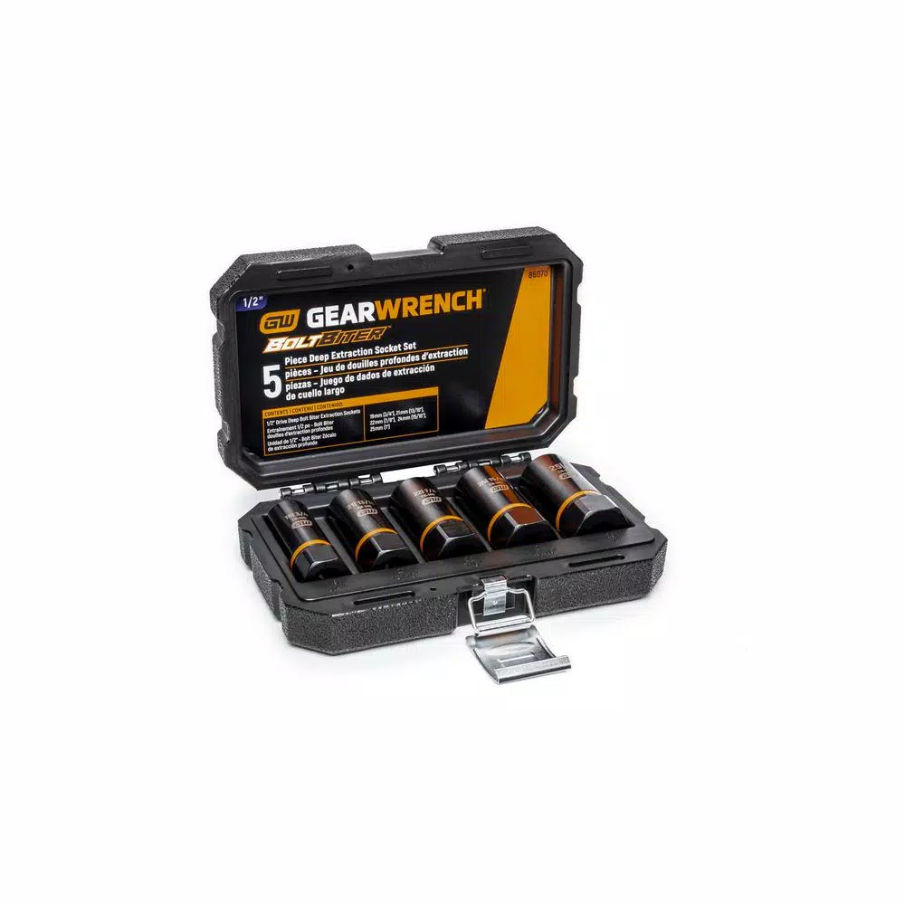 GEARWRENCH Bolt Biter 1/2 in. Drive Deep Extraction Socket Set, 5-Piece