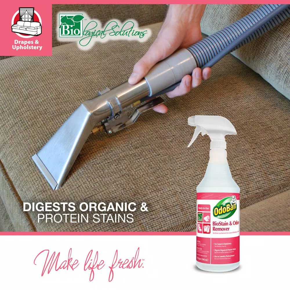 OdoBan BioStain and Odor Remover, 32 oz. Fabric, Upholstery, and Carpet Spot Cleaner