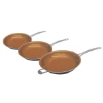 Gotham Steel 3 Piece Non-Stick Ti-Ceramic Round Fry Pan Set, Graphite thumbnail 2