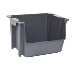 United Solutions 5 Gal. Gray Large Nesting and Stacking Plastic Bin, Case of 6 thumbnail 1