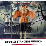 Haunted Hill Farm 6 ft. Animatronic Moaning Jack-O-Lantern Scarecrow Halloween Prop thumbnail 7