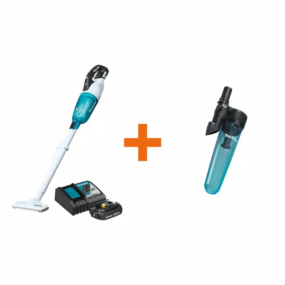 Makita 18V LXT Brushless Cordless Vacuum Kit with 2.0Ah Battery, Rapid Charger & Cyclonic Attachment