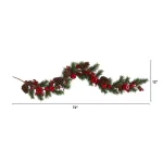Nearly Natural 6 ft. Artificial Apple and Berry Christmas Garland with Pine Cones thumbnail 2