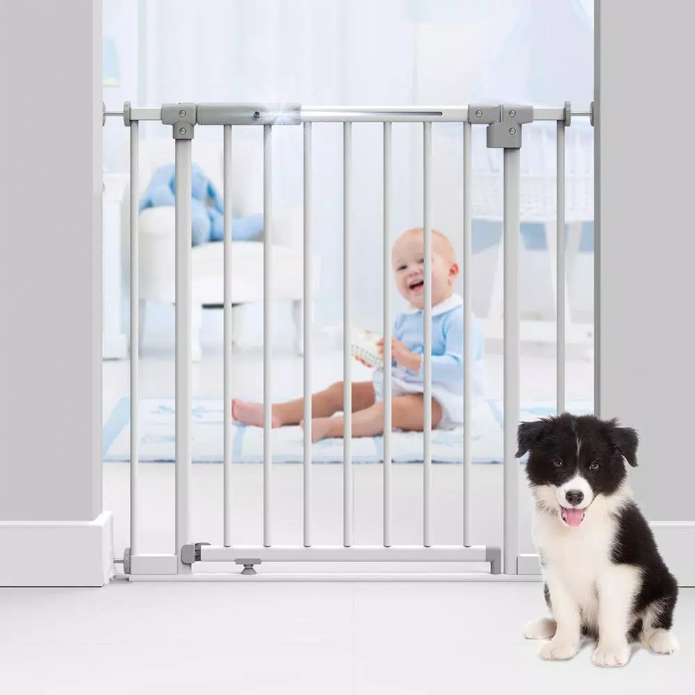 Perma Child Safety Stellar LED Baby Gate, 30 in. H Pressure Mounted Auto-Close Gate with Safe Step Bar