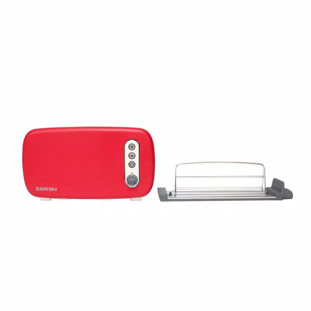 BergHOFF Seren 2-Slice Red Long Slot Toaster with Side Loading Design and Serving Tray Cover