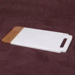 Creative Home Taj Elite Creamy White Marble and Mango Wood Serving Board, 18 x 9 in. thumbnail 1