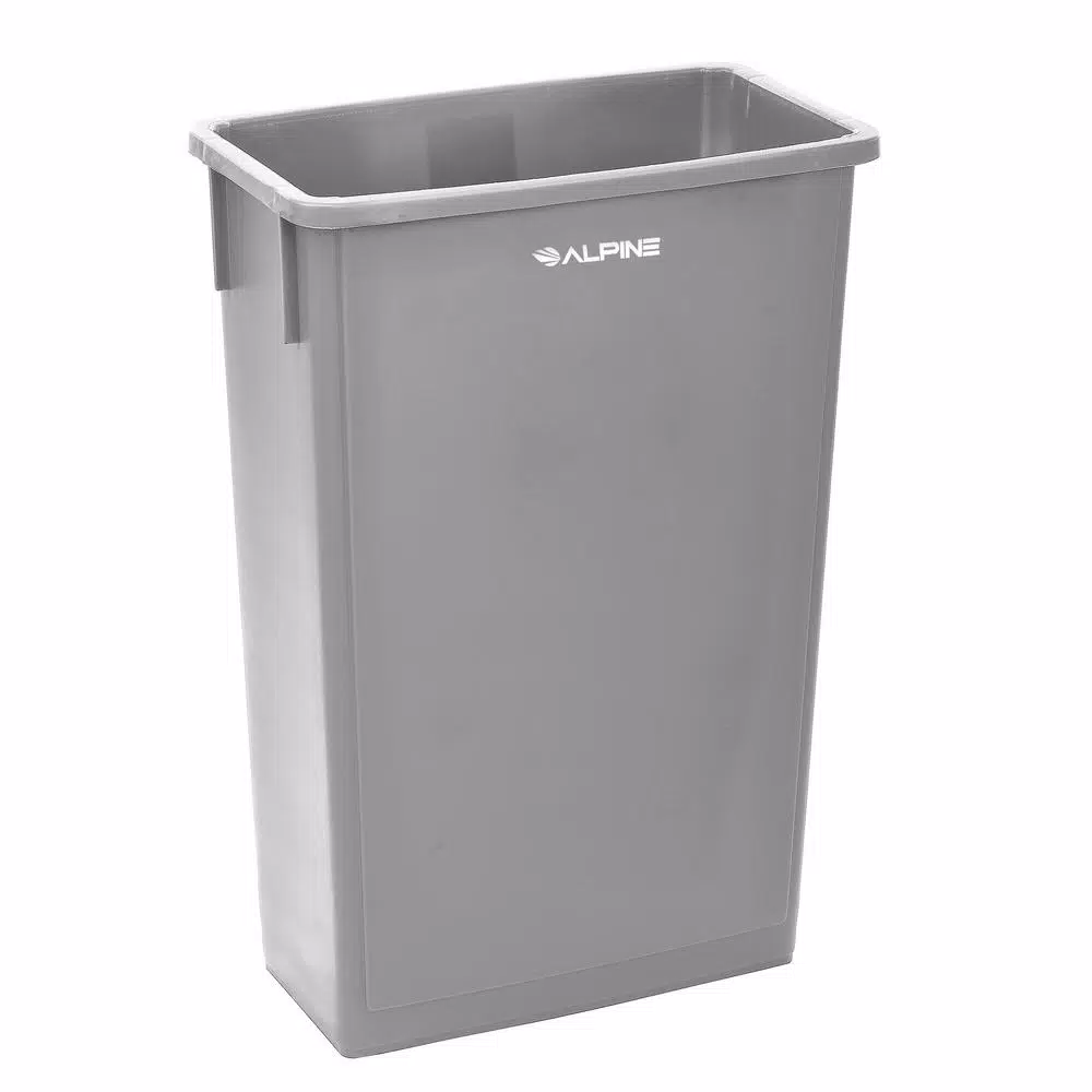 Alpine Industries 23 Gal. Gray Commercial Waste Basket Trash Can