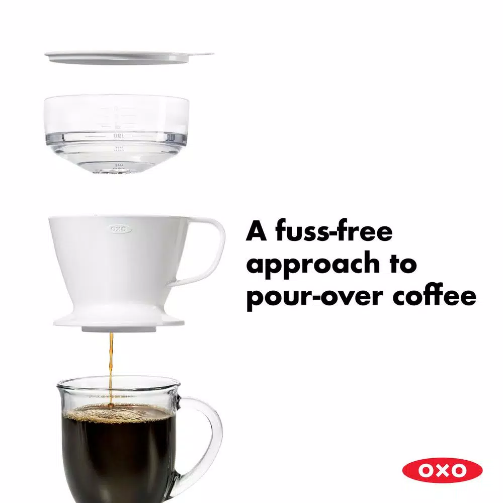 OXO Good Grips 1.5-Cup Pour-Over Coffee Maker with Water Tank, White