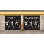 My Door Decor 7 ft. x 8 ft. Happy Halloween Skeleton Garage Door Mural Decor, Outdoor Vinyl thumbnail 1
