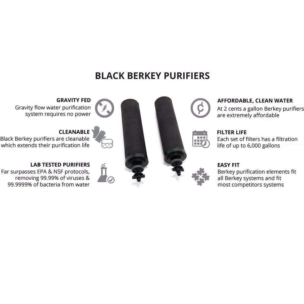 Berkey Black Water Filter Replacement Elements - Set of 2