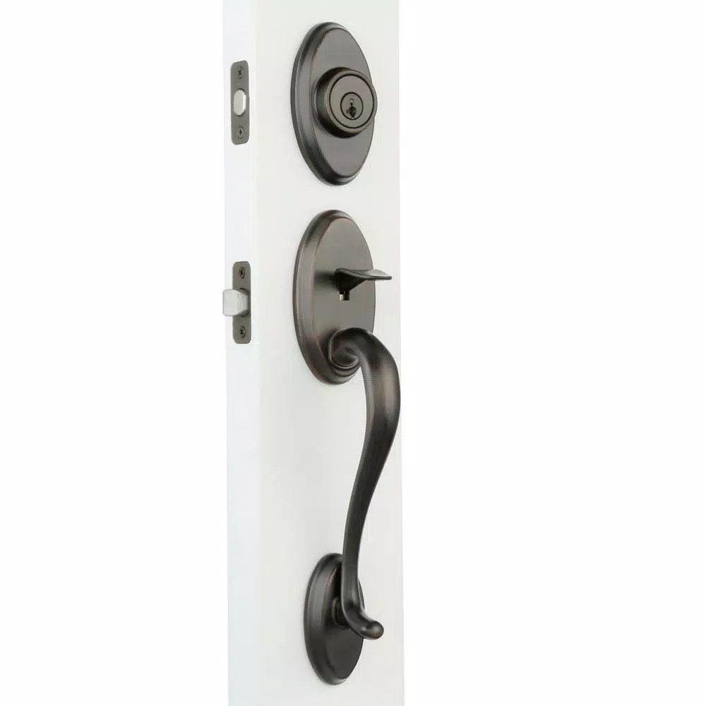 Kwikset Shelburne Single Cylinder Door Handleset with Lido Lever, Venetian Bronze