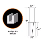 WEN 1/4 in. Straight 2-Flute Carbide Tipped Router Bit, 1/4 in. Shank thumbnail 2