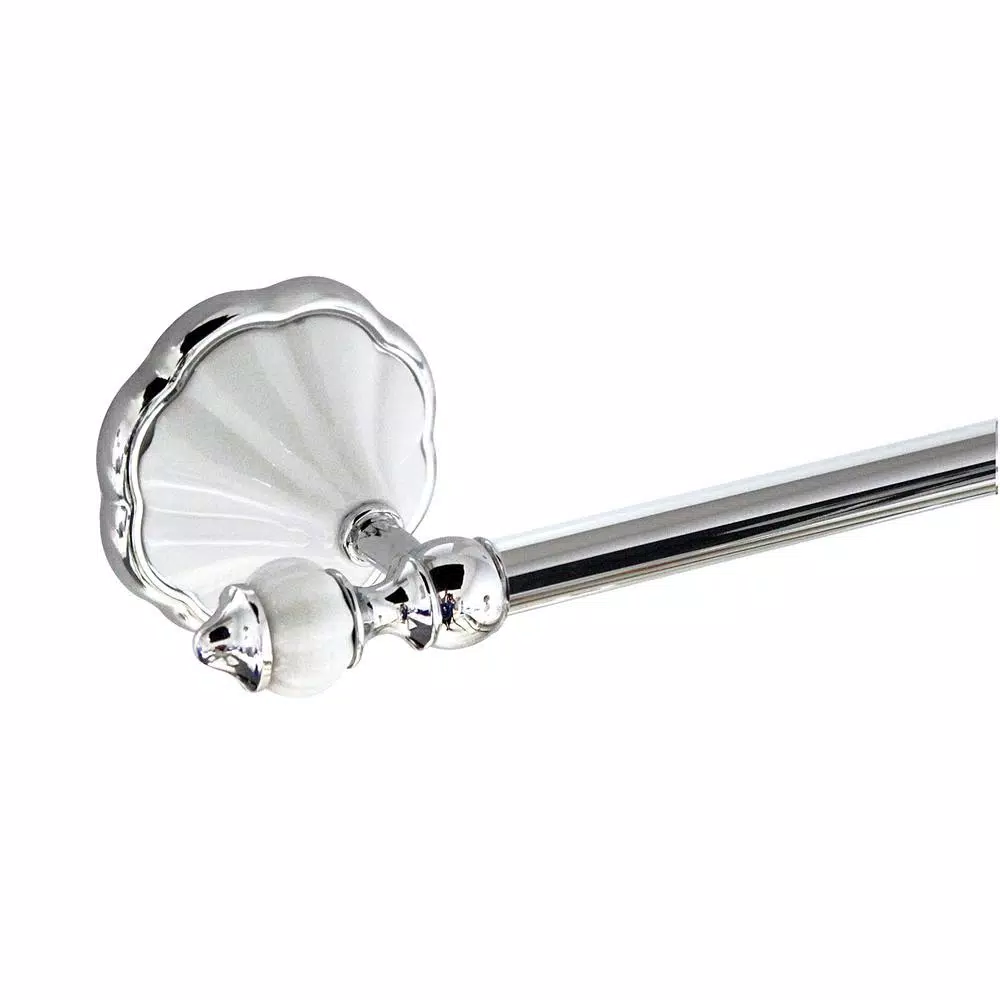 MODONA Flora 4-Piece Bathroom Accessories Set - White Porcelain & Polished Chrome