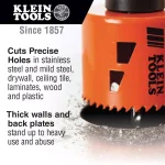 Klein Tools Bi-Metal Hole Saw Set with Arbor, 3-Piece Multi-Purpose Drill Bit Set thumbnail 2