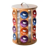 Creative Home Natural Bamboo Revolving Coffee Pod Holder - 24 Capacity Single Serve Carousel Organizer thumbnail 1