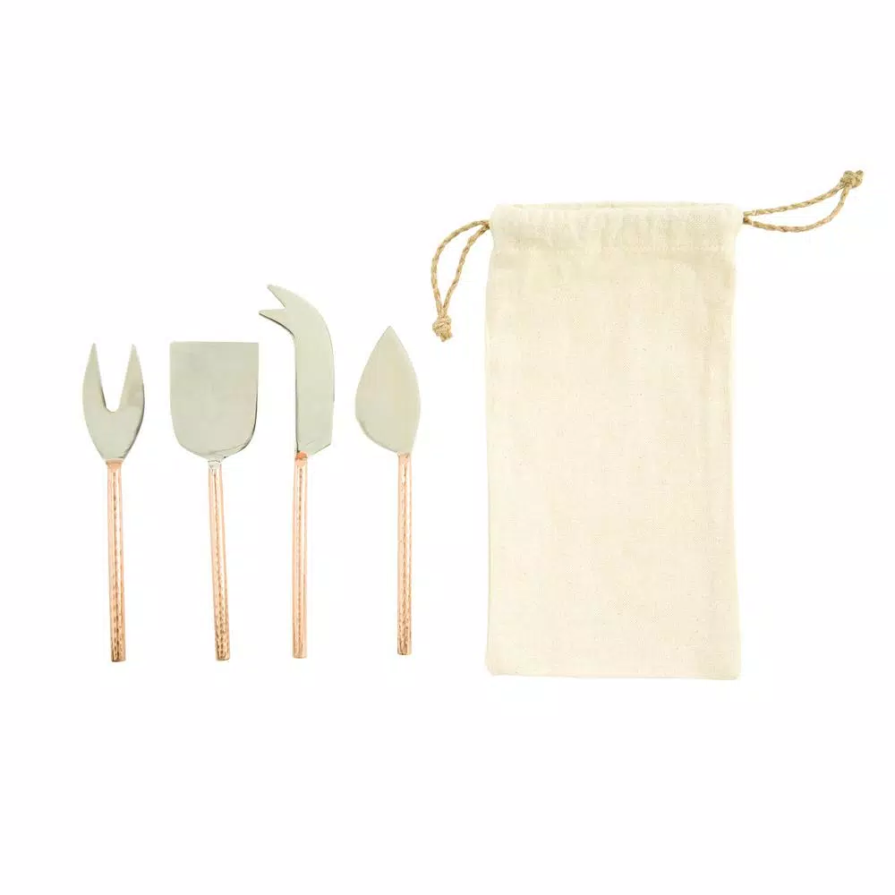 3R Studios 4-Piece Stainless Steel Cheese Knife Set with Copper Finished Handles