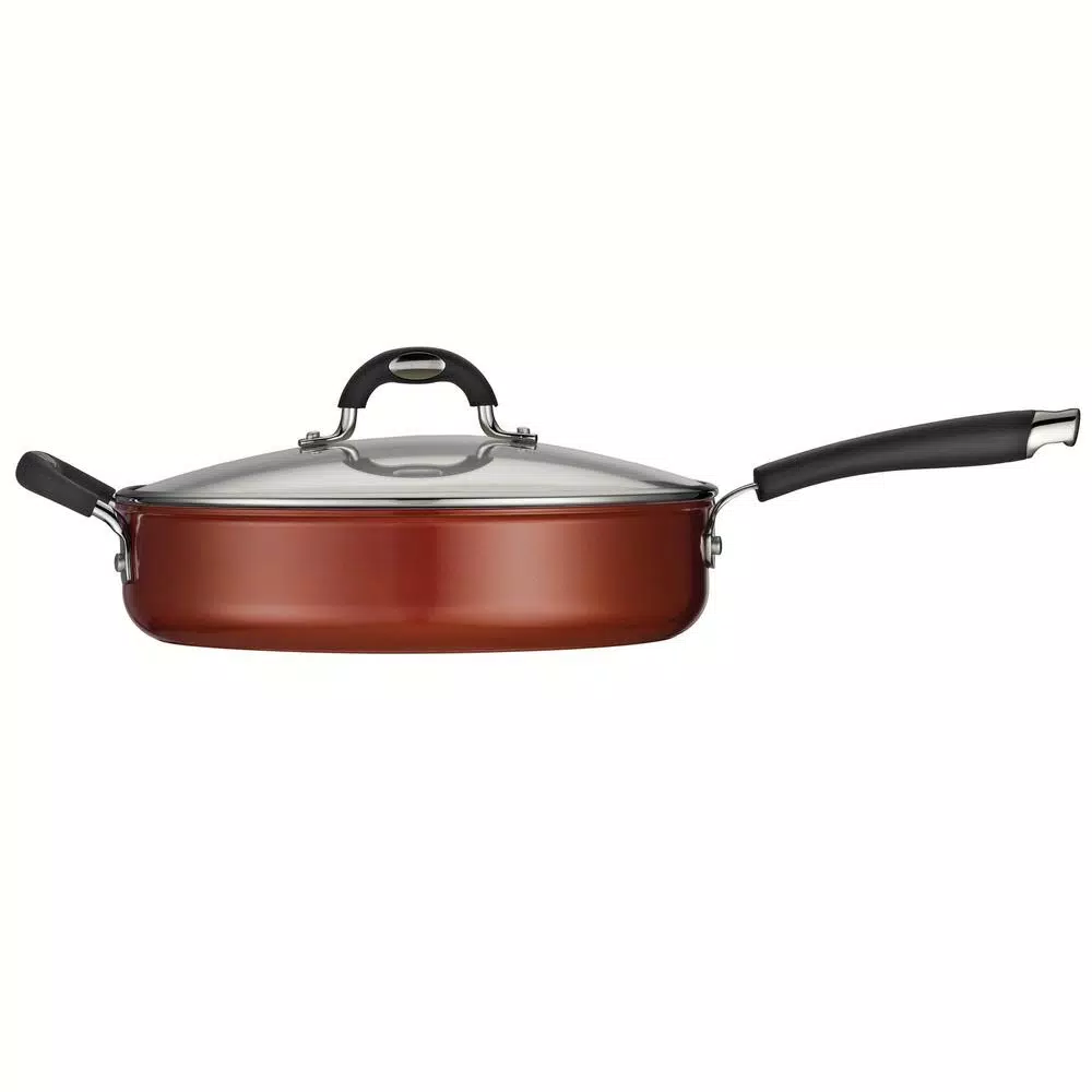 Tramontina Gourmet Deluxe 11 in. Aluminum Ceramic Nonstick Skillet with Glass Lid, Copper