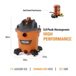 RIDGID 12 Gal. 5.0 Peak HP NXT Wet/Dry Shop Vacuum with Locking Accessories and Pump Accessory thumbnail 4