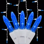Wintergreen Lighting 7 ft. 70-Light M5 LED Blue Icicle Lights, Shatter-Resistant Acrylic, White Wire thumbnail 1