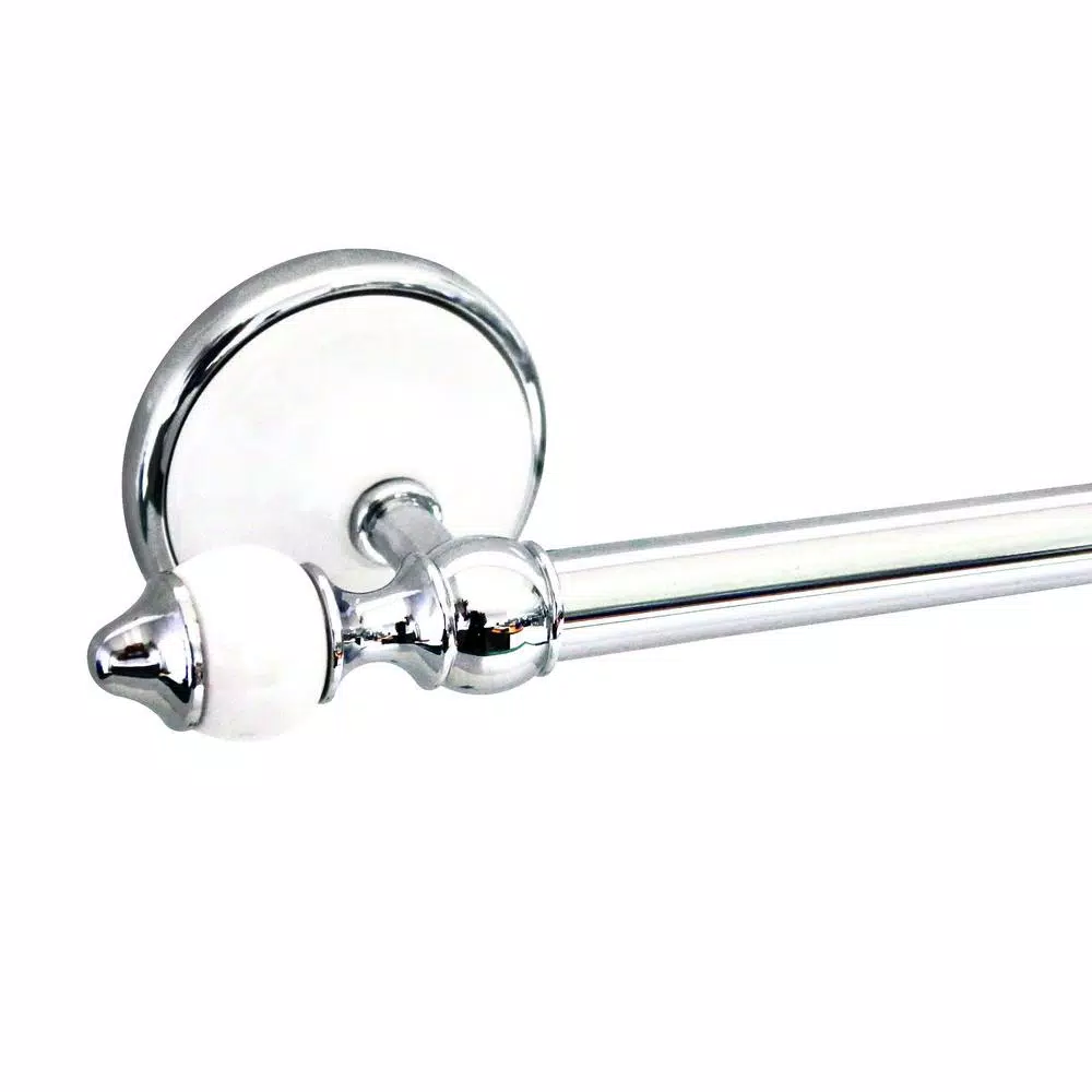 MODONA 4-Piece Bathroom Accessories Set, White Porcelain and Polished Chrome