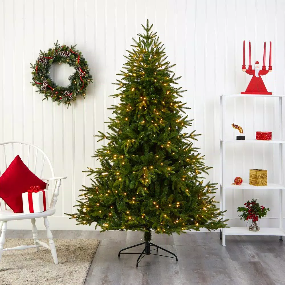 Nearly Natural 6.5 ft. Pre-Lit Colorado Mountain Fir Artificial Christmas Tree with 400 LED Lights