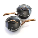 Oster Allsberg 10-Piece Aluminum Nonstick Cookware Set with Bronze Handles, Black and Bronze thumbnail 3