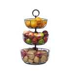Gourmet Basics by Mikasa Mikasa Gourmet Basics 3-Tier Round Wrought Iron Fruit Basket, Black thumbnail 2