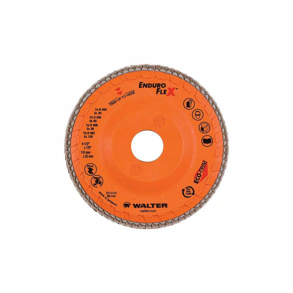 WALTER SURFACE TECHNOLOGIES ENDURO-FLEX 4.5 in. x 7/8 in. 80 Grit Zirconium Flap Disc (10-Pack)