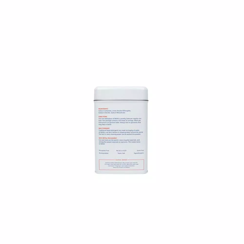 Nellie's Laundry Soda - Highly Concentrated Powder Detergent, 100 Loads, 3.3 lb Tin
