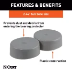 CURT 2.44" Bearing Protector Dust Covers, Gray Plastic (2-Pack) thumbnail 2