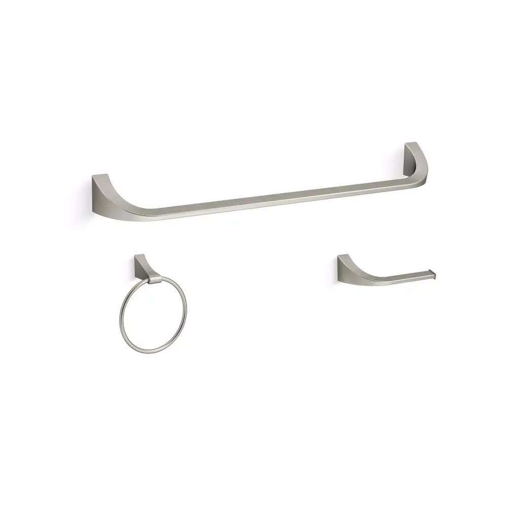KOHLER Katun 3-Piece Modern Bathroom Hardware Set, Vibrant Brushed Nickel