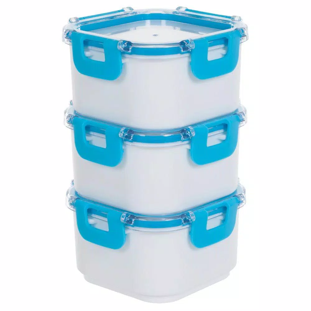 Classic Cuisine 3-Piece Portable Food Storage Set with Insulated Zippered Bag, Light Blue